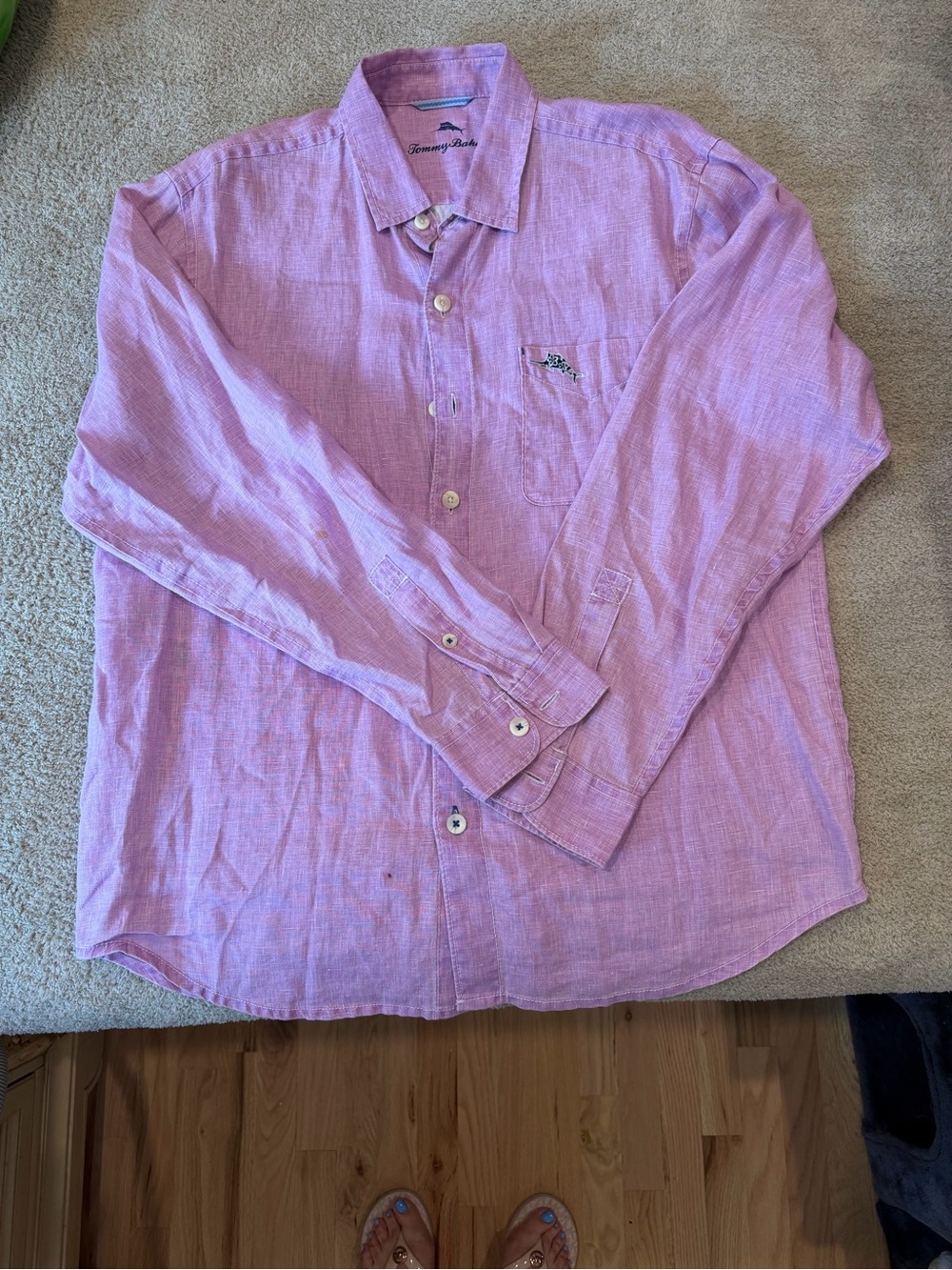 Tommy Bahama Men’s Light Pink Linen Button-Down Shirt